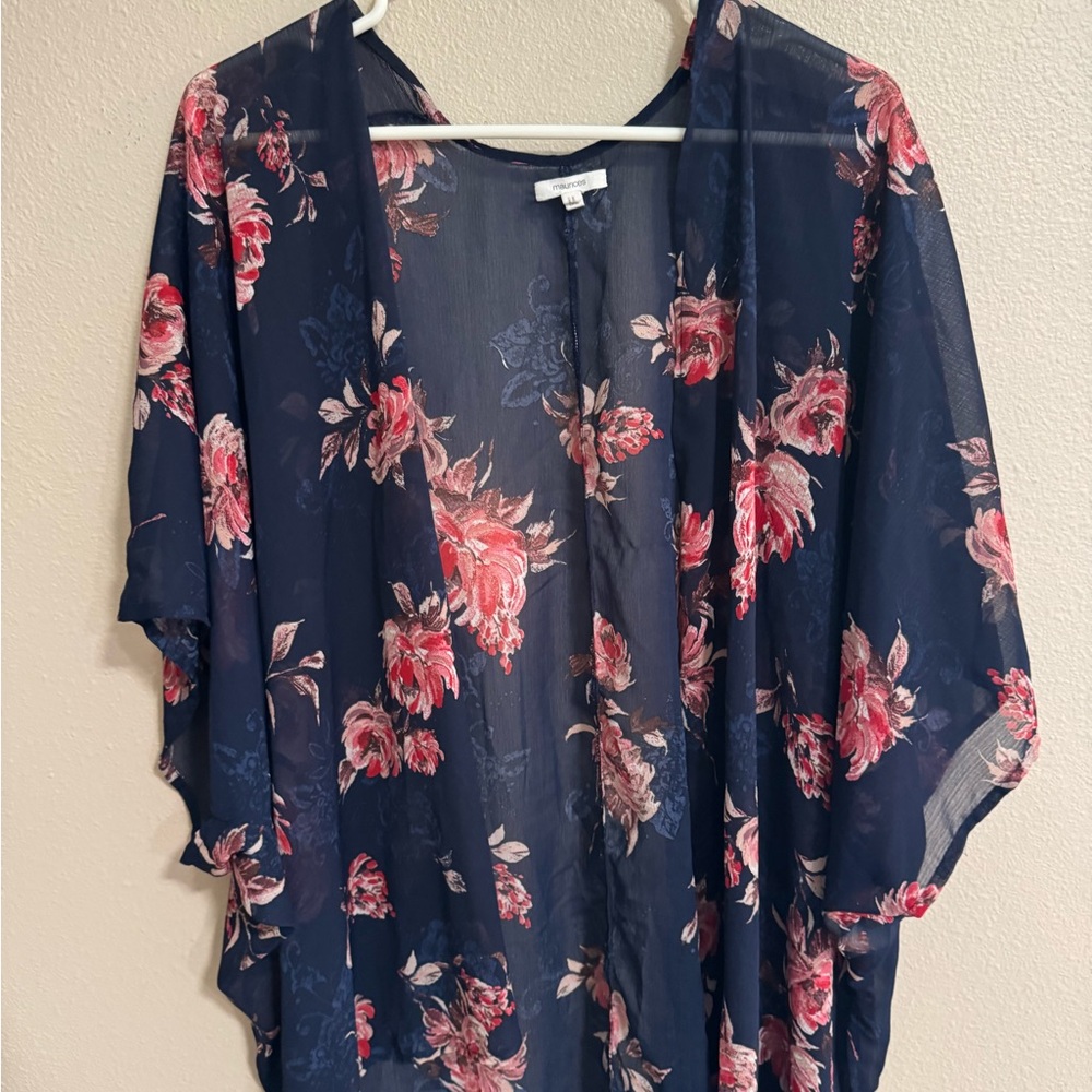 Maurices Navy Floral Kimono